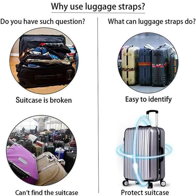 Alt view image 7 of 7 - Colorful 2 Pack Luggage Straps for Suitcases Travel Belt Connector Holds Suitcase Add a Bag Premium Accessories Unique Adjustable Strap