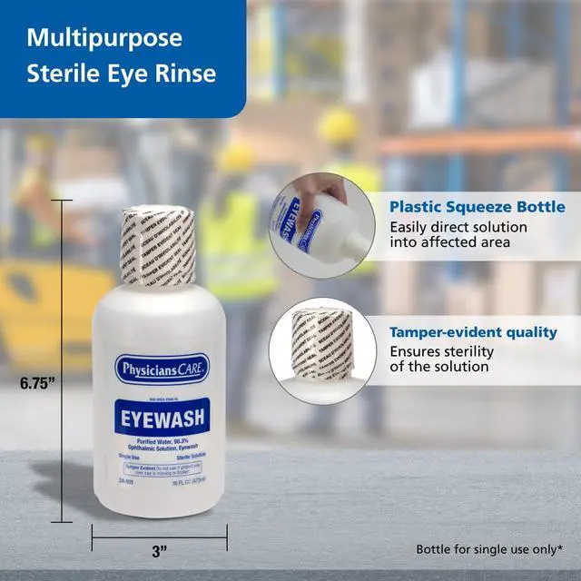 Alt view image 2 of 6 - Eye Wash Solution, Sterile Isotonic Buffered Solution for Flushing & Irrigating Eyes, 16-oz Bottle