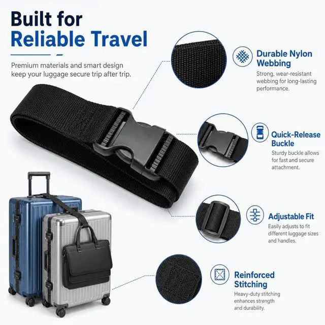 Alt view image 2 of 6 - 4 Pcs Add a Bag Luggage Straps Adjustable Connector