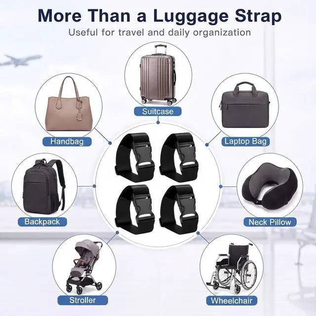 Alt view image 3 of 6 - 4 Pcs Add a Bag Luggage Straps Adjustable Connector