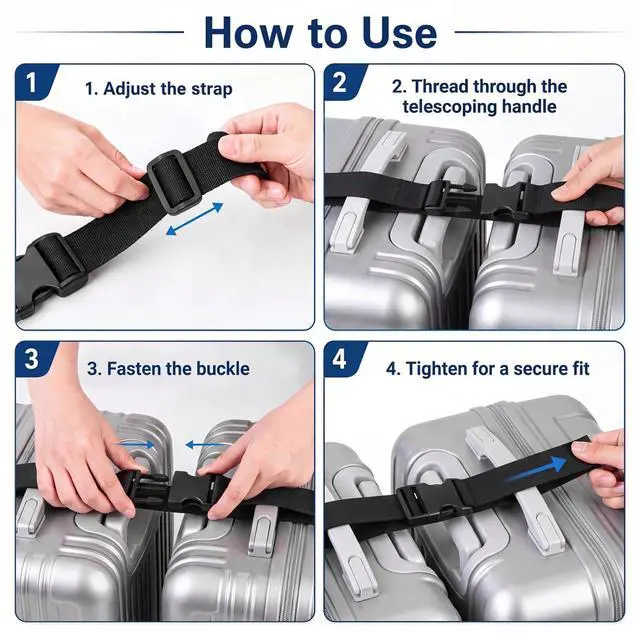 Alt view image 5 of 6 - 4 Pcs Add a Bag Luggage Straps Adjustable Connector
