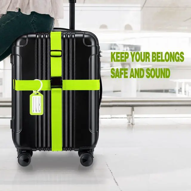 Alt view image 5 of 6 - 8 Pack Luggage Straps and Tags Set - 4 Straps, 4 Tags, Suitcase Belt