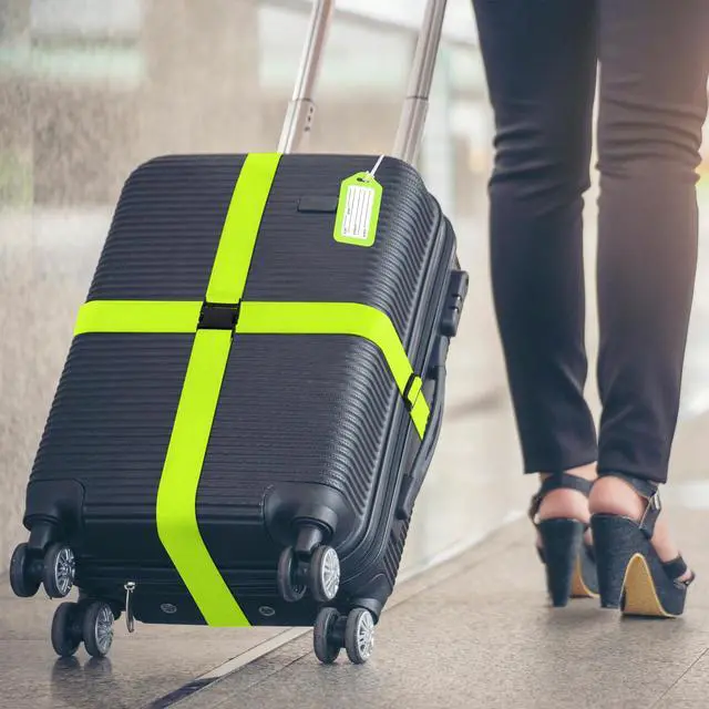 Alt view image 6 of 6 - 8 Pack Luggage Straps and Tags Set - 4 Straps, 4 Tags, Suitcase Belt