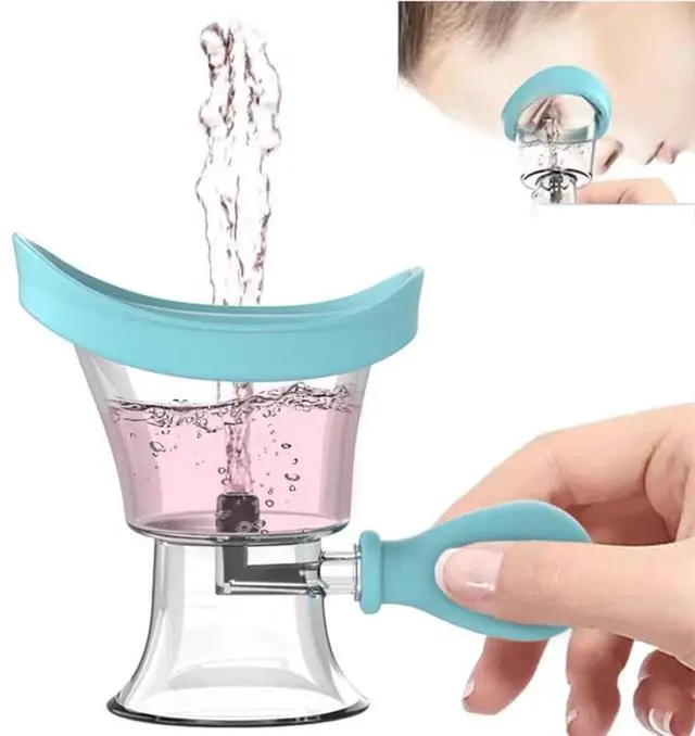 Main image of Eye Wash Cup,Eye Wash Cleaner Kit Silicon Manual Air Pressure Eye Cleaning Cup Tool Effective Eye Rinse Clean Dust Makeup Irritants,Transparent with Storage Container Eye Cup Soothing Tired Eyes(Blue)