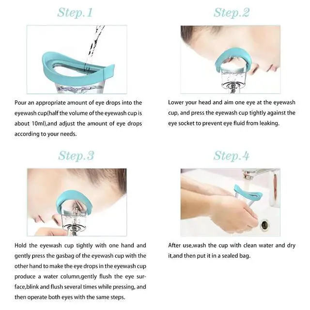 Alt view image 5 of 7 - Eye Wash Cup,Eye Wash Cleaner Kit Silicon Manual Air Pressure Eye Cleaning Cup Tool Effective Eye Rinse Clean Dust Makeup Irritants,Transparent with Storage Container Eye Cup Soothing Tired Eyes(Blue)