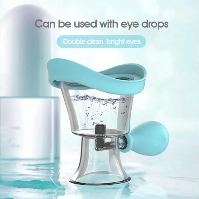 Alt view image 6 of 7 - Eye Wash Cup,Eye Wash Cleaner Kit Silicon Manual Air Pressure Eye Cleaning Cup Tool Effective Eye Rinse Clean Dust Makeup Irritants,Transparent with Storage Container Eye Cup Soothing Tired Eyes(Blue)