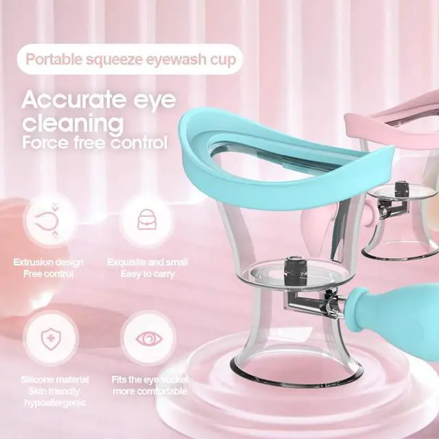 Alt view image 7 of 7 - Eye Wash Cup,Eye Wash Cleaner Kit Silicon Manual Air Pressure Eye Cleaning Cup Tool Effective Eye Rinse Clean Dust Makeup Irritants,Transparent with Storage Container Eye Cup Soothing Tired Eyes(Blue)