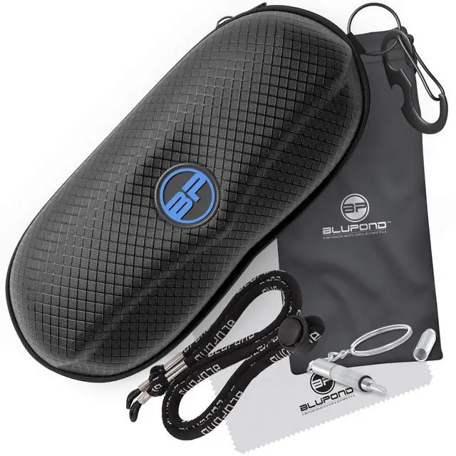 Main image of Sunglasses Case Semi Hard EVA Shell with Metal Hanging Hook Belt Clip Sun Glasses Storage