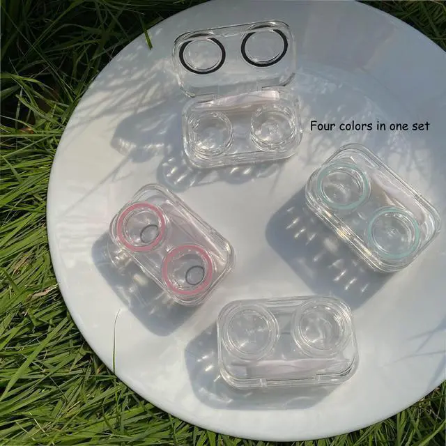 Alt view image 6 of 6 - 4 PCS Contact Lens Cases, Colorful Contact Lens Container Holder, Outdoor Portable Mini Contact Lens Soak Storage Kit for Travel & Home