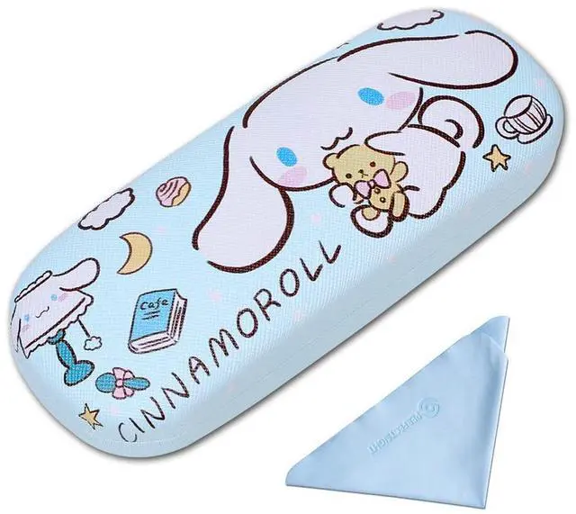 Main image of Hard Shell Eyeglasses Case, PU Leather Protective Glasses Case, Cute Cartoon Surface Eyeglass Case for Women Girls (Blue Dog)