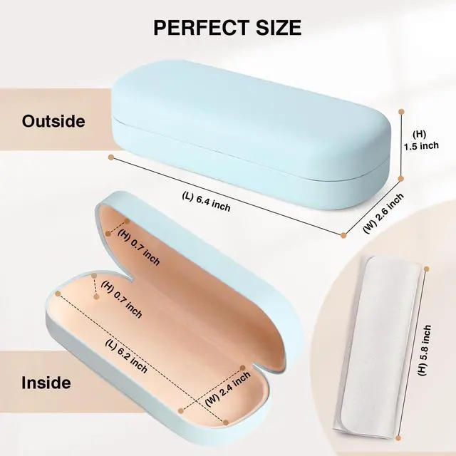 Alt view image 2 of 6 - Glasses Case Hard Shell Large Eyeglasses Case, Light Blue