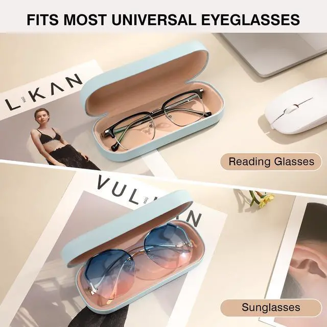 Alt view image 3 of 6 - Glasses Case Hard Shell Large Eyeglasses Case, Light Blue