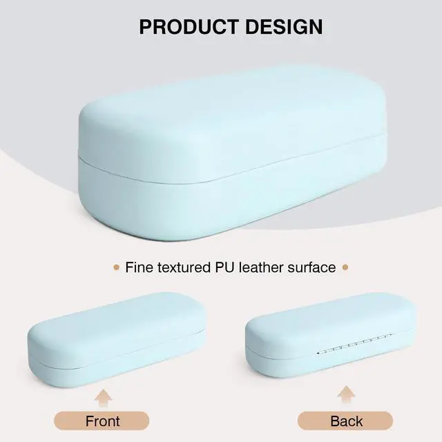 Alt view image 5 of 6 - Glasses Case Hard Shell Large Eyeglasses Case, Light Blue