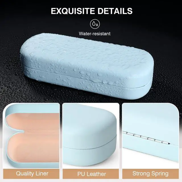 Alt view image 6 of 6 - Glasses Case Hard Shell Large Eyeglasses Case, Light Blue