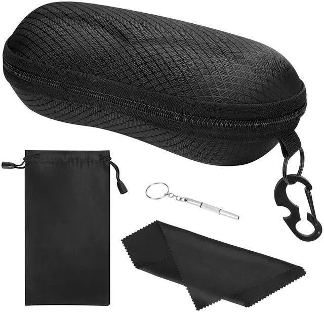 Main image of Sunglasses Case,Hard Shell Glasses Case EVA Semi-Hard with Hook,Black