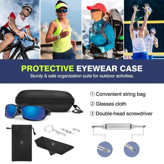 Alt view image 2 of 7 - Sunglasses Case,Hard Shell Glasses Case EVA Semi-Hard with Hook,Black