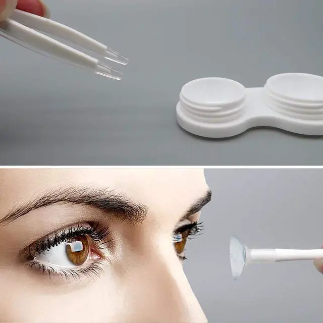 Alt view image 4 of 6 - Contact Lens Case, Portable Cute Eye Contacts Colored Lenses Applicator Remover Tool Kit with Mirror Solution Bottle for Travel Daily Outdoor (Square, Silver)