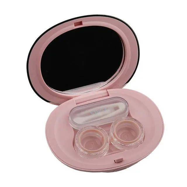 Alt view image 2 of 4 - Contact Lens Case-Cute Travel Kit with Mirror and Tweezers(Pink)