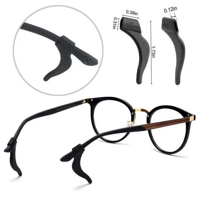 Alt view image 3 of 7 - 12 Pairs Eyeglasses Retainers Silicone Glasses Temple Holders Anti-slip Protectors Comfort Eyewear Spectacle Stay Put Glasses Stoppers for Sport, Study(4 Variety Designs in Black, Clear, Brown)