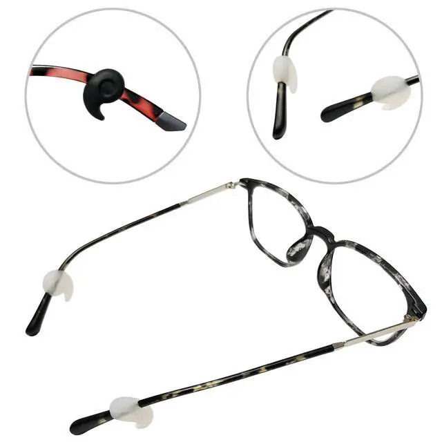 Alt view image 6 of 7 - 12 Pairs Eyeglasses Retainers Silicone Glasses Temple Holders Anti-slip Protectors Comfort Eyewear Spectacle Stay Put Glasses Stoppers for Sport, Study(4 Variety Designs in Black, Clear, Brown)