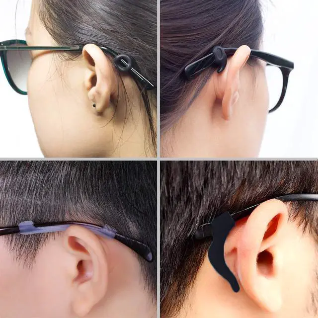 Alt view image 7 of 7 - 12 Pairs Eyeglasses Retainers Silicone Glasses Temple Holders Anti-slip Protectors Comfort Eyewear Spectacle Stay Put Glasses Stoppers for Sport, Study(4 Variety Designs in Black, Clear, Brown)