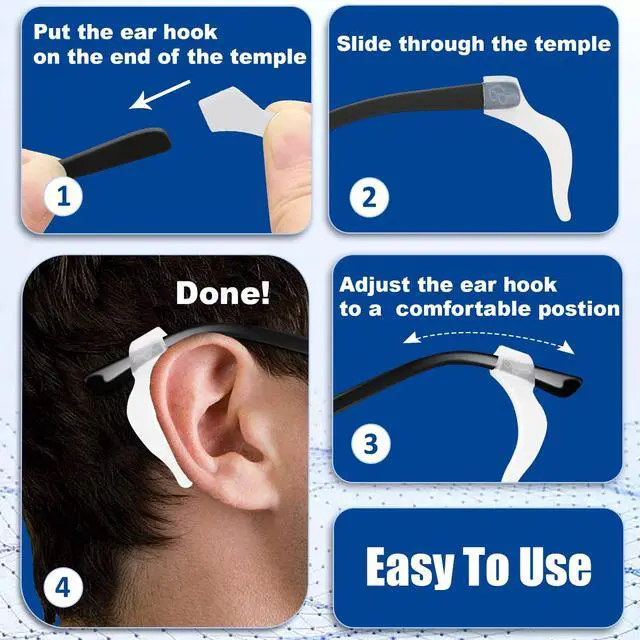 Alt view image 4 of 6 - Eyeglass Ear Grips -20 Pairs eye glasses ear grippers Anti-slip Holder, Silicone Ear Hook, eyeglasses ear grip Sleeve Retainer for Sports Glasses, Sunglasses Reading Glasses
