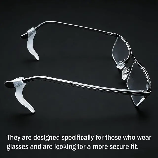 Alt view image 4 of 7 - Soft Silicone Eyeglass Ear Hooks, 10 Pairs of Glasses Anti Slip Grips For Sunglasses, Reading (Clear)