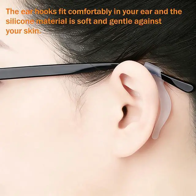 Alt view image 5 of 7 - Soft Silicone Eyeglass Ear Hooks, 10 Pairs of Glasses Anti Slip Grips For Sunglasses, Reading (Clear)