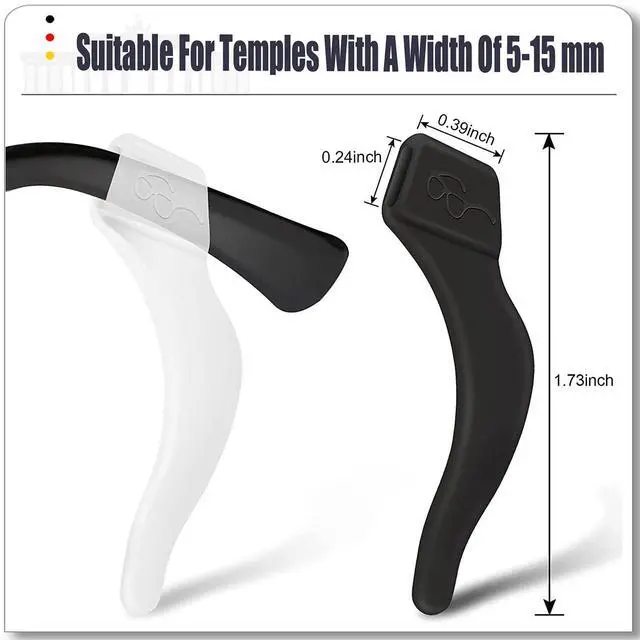 Alt view image 4 of 7 - Glasses Ear Grips, 20 Pairs Kids And Adults Glasses Anti-Slip, Silicone Elastic Eyeglasses Temple Tips Sleeve Retainer, Prevent Eyewear Sunglasses Spectacles Glasses Slipping (Black, L)