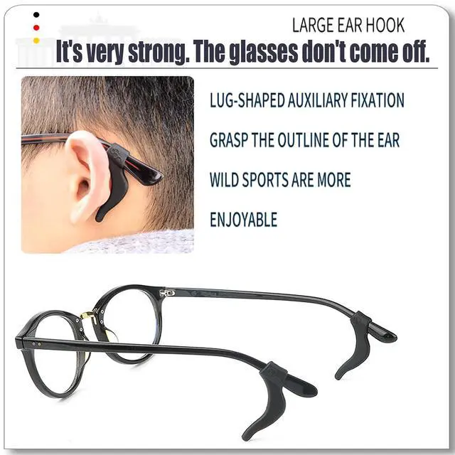 Alt view image 6 of 7 - Glasses Ear Grips, 20 Pairs Kids And Adults Glasses Anti-Slip, Silicone Elastic Eyeglasses Temple Tips Sleeve Retainer, Prevent Eyewear Sunglasses Spectacles Glasses Slipping (Black, L)