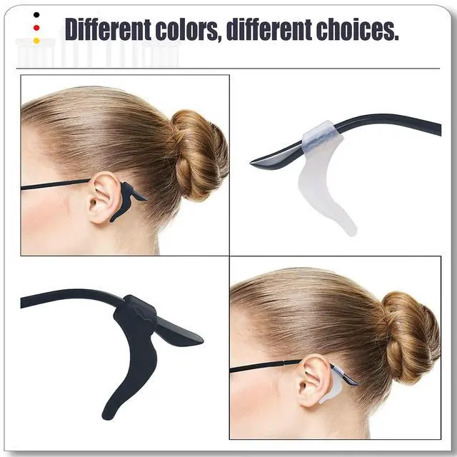 Alt view image 7 of 7 - Glasses Ear Grips, 20 Pairs Kids And Adults Glasses Anti-Slip, Silicone Elastic Eyeglasses Temple Tips Sleeve Retainer, Prevent Eyewear Sunglasses Spectacles Glasses Slipping (Black, L)