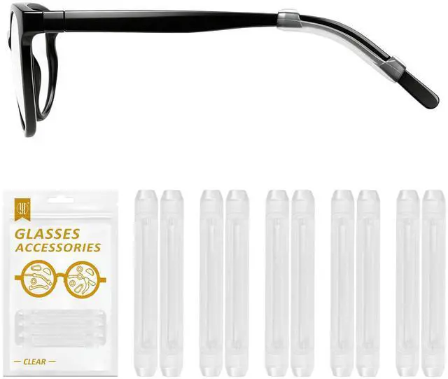 Main image of Soft Silicone Eyeglasses Temple Tips Sleeve Retainer, Anti-Slip Elastic Comfort Eyeglass Ear Grippers for Eyeglasses Sunglasses Reading Glasses Eyewear, 5 pairs - Clear