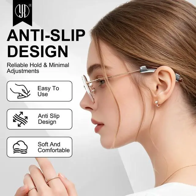 Alt view image 3 of 7 - Soft Silicone Eyeglasses Temple Tips Sleeve Retainer, Anti-Slip Elastic Comfort Eyeglass Ear Grippers for Eyeglasses Sunglasses Reading Glasses Eyewear, 5 pairs - Clear