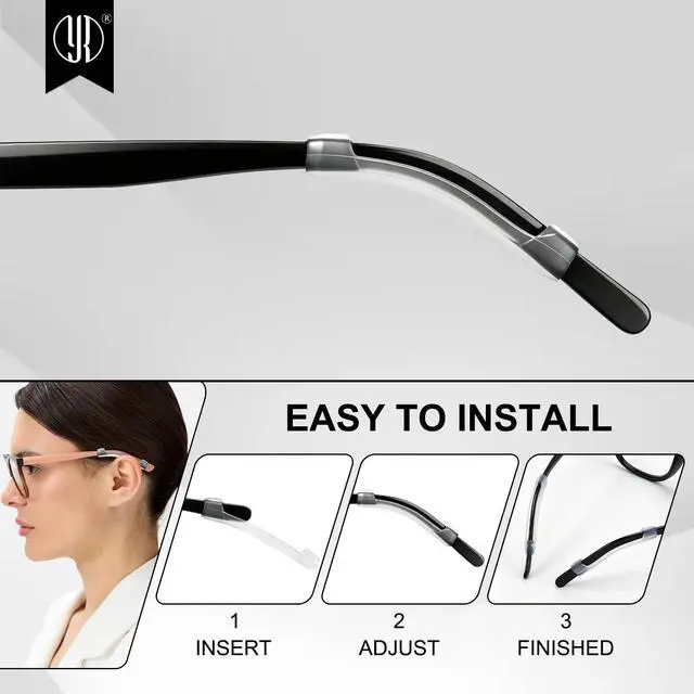 Alt view image 5 of 7 - Soft Silicone Eyeglasses Temple Tips Sleeve Retainer, Anti-Slip Elastic Comfort Eyeglass Ear Grippers for Eyeglasses Sunglasses Reading Glasses Eyewear, 5 pairs - Clear