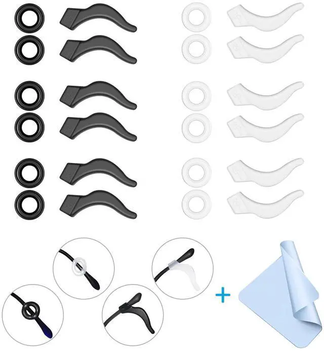 Main image of 12 Pairs Eyeglasses Ear Grips, Anti Slip Eyeglass Retainer, Premium Silicone Ear Hook, Keep Glasses from Slipping Down Your Nose, Simple, Effective Helper for Kids, Adults, Sports, Study & Work