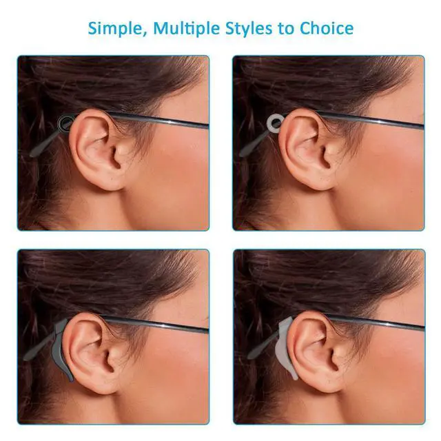 Alt view image 2 of 7 - 12 Pairs Eyeglasses Ear Grips, Anti Slip Eyeglass Retainer, Premium Silicone Ear Hook, Keep Glasses from Slipping Down Your Nose, Simple, Effective Helper for Kids, Adults, Sports, Study & Work