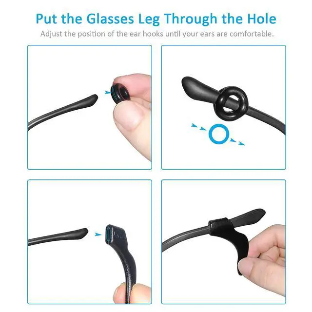 Alt view image 5 of 7 - 12 Pairs Eyeglasses Ear Grips, Anti Slip Eyeglass Retainer, Premium Silicone Ear Hook, Keep Glasses from Slipping Down Your Nose, Simple, Effective Helper for Kids, Adults, Sports, Study & Work