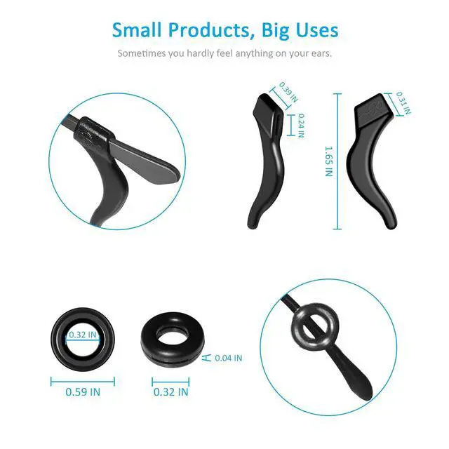 Alt view image 6 of 7 - 12 Pairs Eyeglasses Ear Grips, Anti Slip Eyeglass Retainer, Premium Silicone Ear Hook, Keep Glasses from Slipping Down Your Nose, Simple, Effective Helper for Kids, Adults, Sports, Study & Work