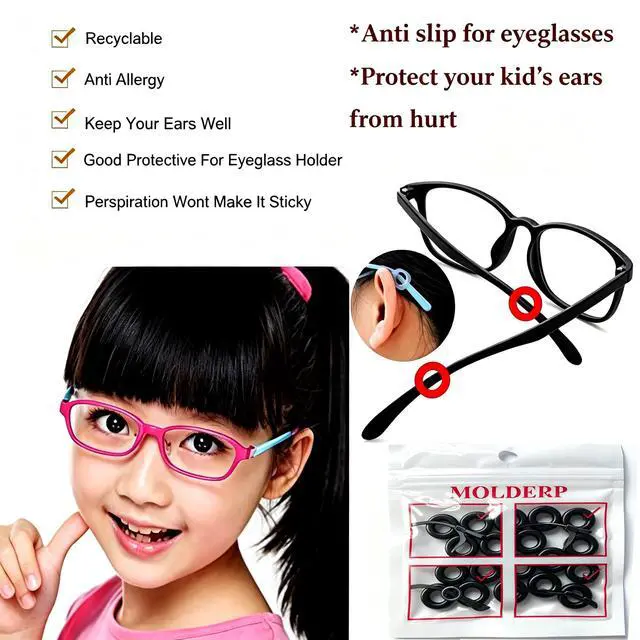 Alt view image 4 of 7 - Glasses Ear Grip, Silicone Ear Hook & Ear Grippers, Anti-Slip Eyeglasses Temple Sleeve Retainer Holder, Accessories for Sports Glasses, Sunglasses, Reading Glasses, 12 Pairs (Black,Clear)