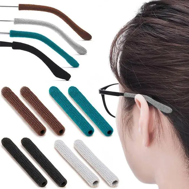 Main image of 4 Pairs Upgrade Soft Glasses Ear Cushion, Anti Slip Knitting Cotton Eye Glasses Ear Grippers, Comfort Temple Sleeves Tips Eyeglass Ear Pads, Non Slip Eyeglass Grips for Behind the Ear (Multicolor)
