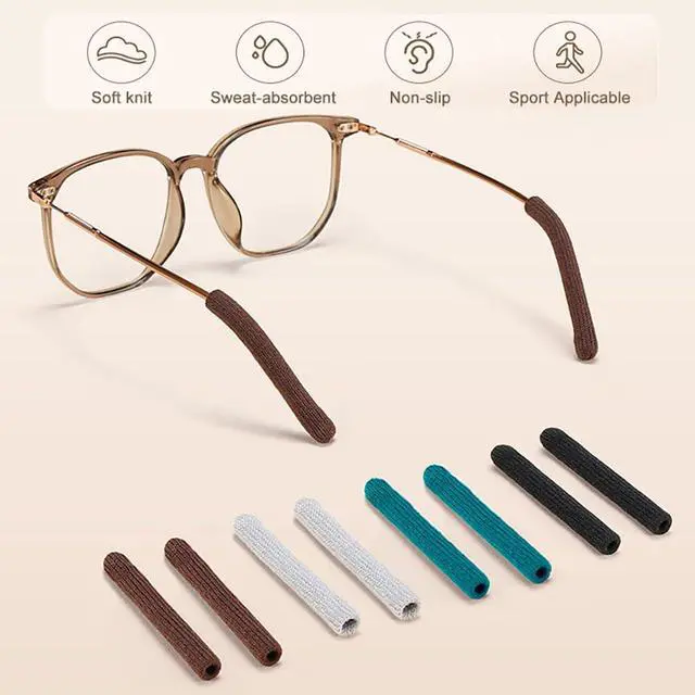 Alt view image 5 of 6 - 4 Pairs Upgrade Soft Glasses Ear Cushion, Anti Slip Knitting Cotton Eye Glasses Ear Grippers, Comfort Temple Sleeves Tips Eyeglass Ear Pads, Non Slip Eyeglass Grips for Behind the Ear (Multicolor)