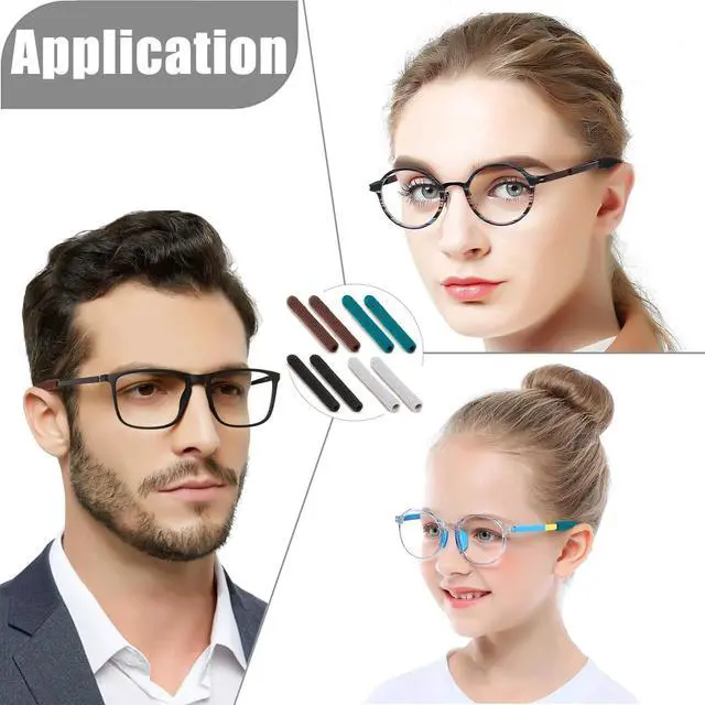 Alt view image 6 of 6 - 4 Pairs Upgrade Soft Glasses Ear Cushion, Anti Slip Knitting Cotton Eye Glasses Ear Grippers, Comfort Temple Sleeves Tips Eyeglass Ear Pads, Non Slip Eyeglass Grips for Behind the Ear (Multicolor)