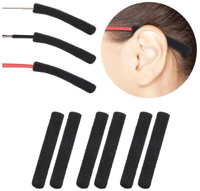 Main image of Soft Knitting Cotton Glasses Ear Cushion - Black 3 Pairs