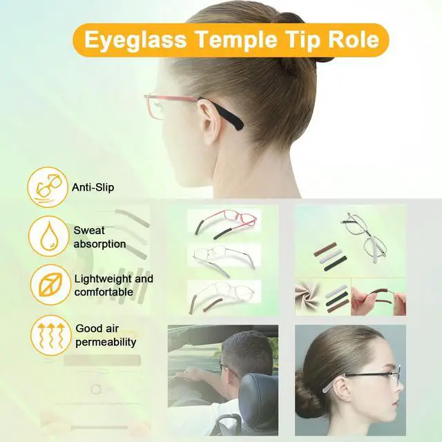 Alt view image 2 of 7 - Soft Knitting Cotton Glasses Ear Cushion - Black 3 Pairs