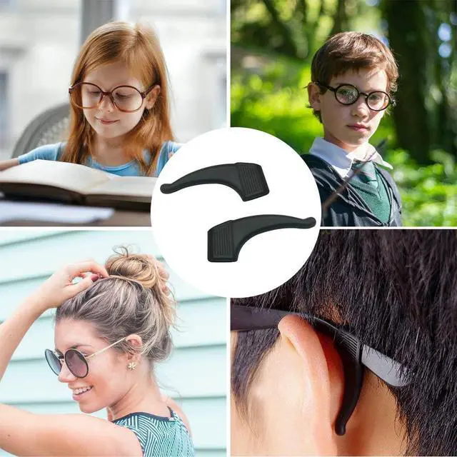 Alt view image 2 of 6 - 20 Pairs Black Glasses Ear Grip, Comfortable Silicone Elastic Eyeglasses Temple Tips Sleeve Retainer, Silicone Ear Hook - for Eyewear Glasses, Sports Eyeglasses