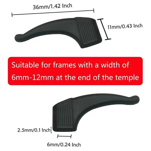 Alt view image 3 of 6 - 20 Pairs Black Glasses Ear Grip, Comfortable Silicone Elastic Eyeglasses Temple Tips Sleeve Retainer, Silicone Ear Hook - for Eyewear Glasses, Sports Eyeglasses