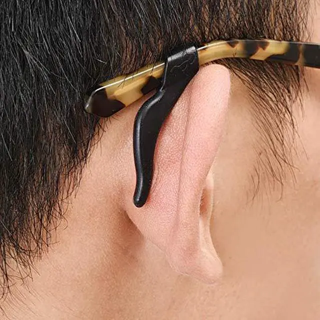 Alt view image 7 of 7 - Ear Grip Ear Hooks for Glasses, Anti - slip Hook Soft Silicone Temple Holder Glass Eyewear Comfortable Tips Sleeve Retainer For Eyeglass Sunglass, 5 Pairs(Black)