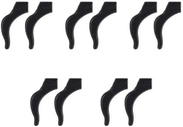Main image of Ear Grip Ear Hooks for Glasses, Anti - slip Hook Soft Silicone Temple Holder Glass Eyewear Comfortable Tips Sleeve Retainer For Eyeglass Sunglass, 5 Pairs(Black)