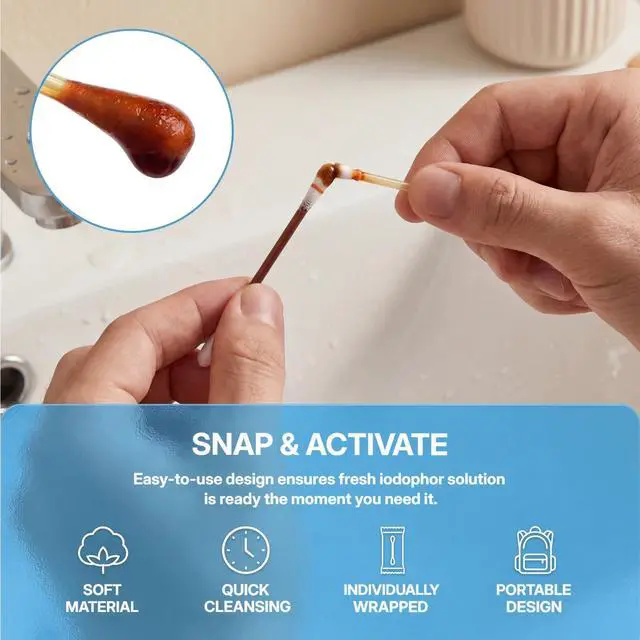 Alt view image 3 of 7 - 50 Pcs Cotton Iodine Swabs Individually Wrapped Disposable Iodophor Swabsticks Medical Sanitary First Aid Kit Emergency Care Safety Home Travel Use