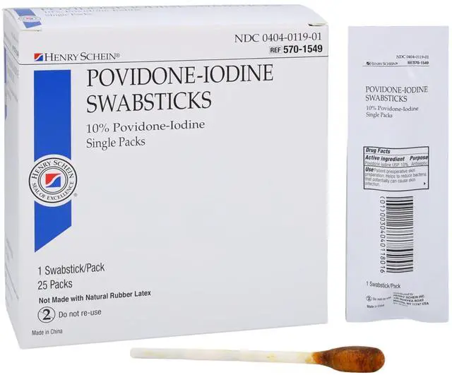 Main image of 10% Povidone Iodine Swabstick 1's, Sterile Antiseptic, 25 Ct